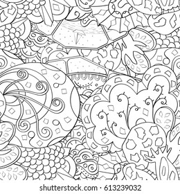 Tracery seamless pattern. Mehndi design. Ethnic monochrome binary doodle texture. Curved doodling black and white background. Vector