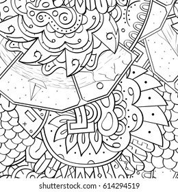 Tracery seamless pattern. Mehndi design. Ethnic monochrome binary doodle texture. Curved doodling black and white background. Vector