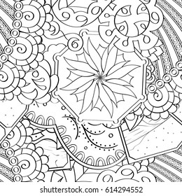 Tracery seamless pattern. Mehndi design. Ethnic monochrome binary doodle texture. Curved doodling black and white background. Vector