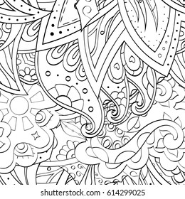 Tracery seamless pattern. Mehndi design. Ethnic monochrome binary doodle texture. Curved doodling black and white background. Vector