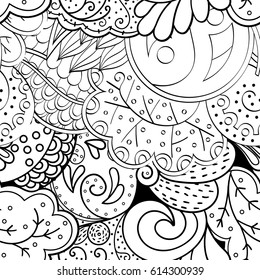 Tracery seamless pattern. Mehndi design. Ethnic monochrome binary doodle texture. Curved doodling black and white background. Vector