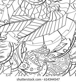 Tracery seamless pattern. Mehndi design. Ethnic monochrome binary doodle texture. Curved doodling black and white background. Vector