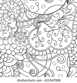 Tracery seamless pattern. Mehndi design. Ethnic monochrome binary doodle texture. Curved doodling black and white background. Vector