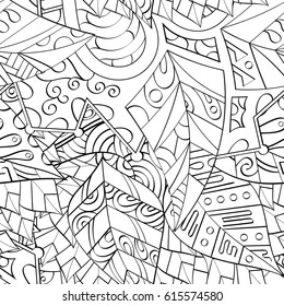 Tracery seamless pattern. Mehndi design. Ethnic monochrome binary doodle texture. Curved doodling black and white background. Vector