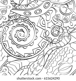 Tracery seamless pattern. Mehndi design. Ethnic monochrome binary doodle texture. Curved doodling black and white background. Vector