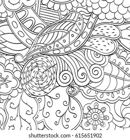 Tracery seamless pattern. Mehndi design. Ethnic monochrome binary doodle texture. Curved doodling black and white background. Vector