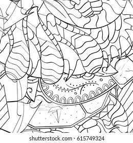 Tracery seamless pattern. Mehndi design. Ethnic monochrome binary doodle texture. Curved doodling black and white background. Vector
