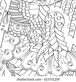 Tracery seamless pattern. Mehndi design. Ethnic monochrome binary doodle texture. Curved doodling black and white background. Vector