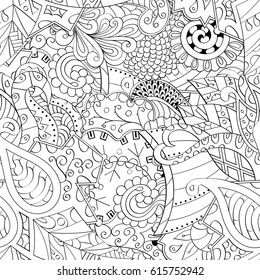 Tracery seamless pattern. Mehndi design. Ethnic monochrome binary doodle texture. Curved doodling black and white background. Vector