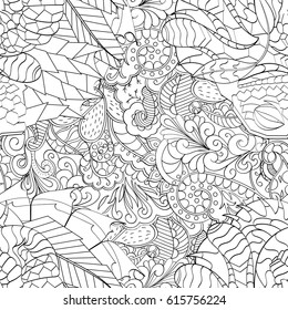 Tracery seamless pattern. Mehndi design. Ethnic monochrome binary doodle texture. Curved doodling black and white background. Vector