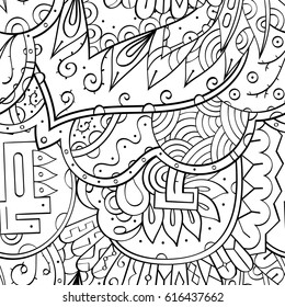 Tracery seamless pattern. Mehndi design. Ethnic monochrome binary doodle texture. Curved doodling black and white background. Vector