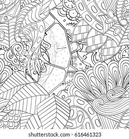 Tracery seamless pattern. Mehndi design. Ethnic monochrome binary doodle texture. Curved doodling black and white background. Vector