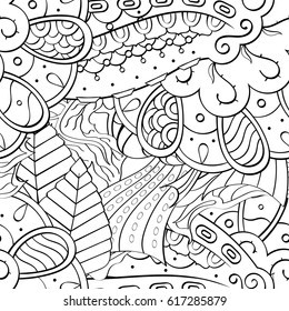 Tracery seamless pattern. Mehndi design. Ethnic monochrome binary doodle texture. Curved doodling black and white background. Vector
