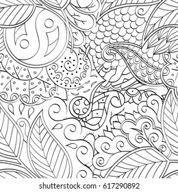 Tracery seamless pattern. Mehndi design. Ethnic monochrome binary doodle texture. Curved doodling black and white background. Vector
