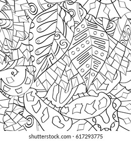 Tracery seamless pattern. Mehndi design. Ethnic monochrome binary doodle texture. Curved doodling black and white background. Vector
