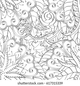 Tracery seamless pattern. Mehndi design. Ethnic monochrome binary doodle texture. Curved doodling black and white background. Vector