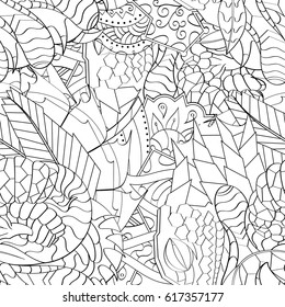 Tracery seamless pattern. Mehndi design. Ethnic monochrome binary doodle texture. Curved doodling black and white background. Vector