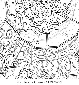 Tracery seamless pattern. Mehndi design. Ethnic monochrome binary doodle texture. Curved doodling black and white background. Vector