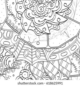 Tracery seamless pattern. Mehndi design. Ethnic monochrome binary doodle texture. Curved doodling black and white background. Vector