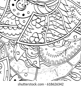 Tracery seamless pattern. Mehndi design. Ethnic monochrome binary doodle texture. Curved doodling black and white background. Vector