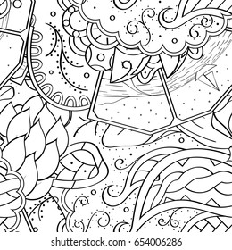 Tracery seamless pattern. Mehndi design. Ethnic monochrome binary doodle texture. Curved doodling black and white background. Vector