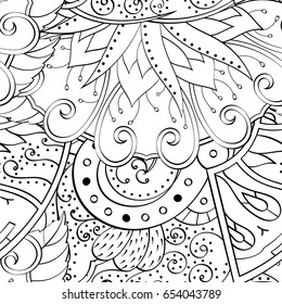 Tracery seamless pattern. Mehndi design. Ethnic monochrome binary doodle texture. Curved doodling black and white background. Vector