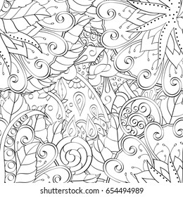 Tracery seamless pattern. Mehndi design. Ethnic monochrome binary doodle texture. Curved doodling black and white background. Vector