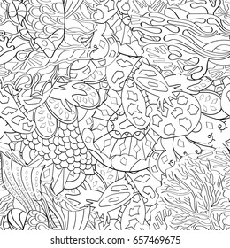 Tracery seamless pattern. Mehndi design. Ethnic monochrome binary doodle texture. Curved doodling black and white background. Vector