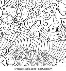 Tracery seamless pattern. Mehndi design. Ethnic monochrome binary doodle texture. Curved doodling black and white background. Vector