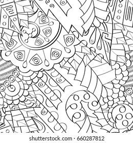 Tracery seamless pattern. Mehndi design. Ethnic monochrome binary doodle texture. Curved doodling black and white background. Vector