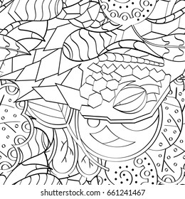 Tracery seamless pattern. Mehndi design. Ethnic monochrome binary doodle texture. Curved doodling black and white background. Vector