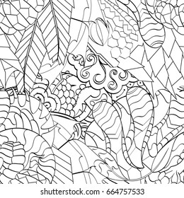 Tracery seamless pattern. Mehndi design. Ethnic monochrome binary doodle texture. Curved doodling black and white background. Vector