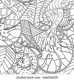 Tracery seamless pattern. Mehndi design. Ethnic monochrome binary doodle texture. Curved doodling black and white background. Vector