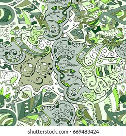 Tracery seamless pattern. Mehndi design. Ethnic colorful doodle texture. Curved doodling background. Vector