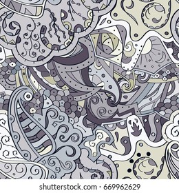 Tracery seamless pattern. Mehndi design. Ethnic colorful doodle texture. Curved doodling background. Vector