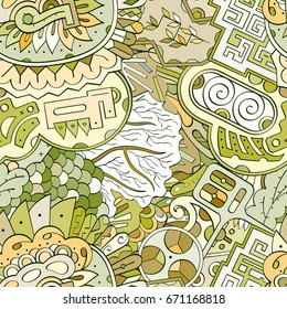 Tracery seamless pattern. Mehndi design. Ethnic colorful doodle texture. Curved doodling background. Vector