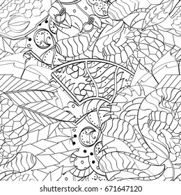 Tracery seamless pattern. Mehndi design. Ethnic monochrome binary doodle texture. Curved doodling black and white background. Vector