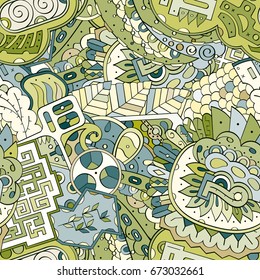 Tracery seamless pattern. Mehndi design. Ethnic colorful doodle texture. Curved doodling background. Vector