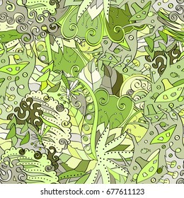 Tracery seamless pattern. Mehndi design. Ethnic colorful doodle texture. Curved doodling background. Vector