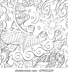 Tracery seamless pattern. Mehndi design. Ethnic monochrome binary doodle texture. Curved doodling black and white background. Vector
