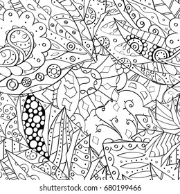 Tracery seamless pattern. Mehndi design. Ethnic monochrome binary doodle texture. Curved doodling black and white background. Vector