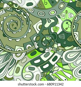 Tracery seamless pattern. Mehndi design. Ethnic colorful doodle texture. Curved doodling background. Vector
