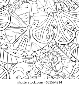 Tracery seamless pattern. Mehndi design. Ethnic monochrome binary doodle texture. Curved doodling black and white background. Vector