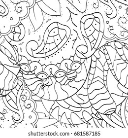 Tracery seamless pattern. Mehndi design. Ethnic monochrome binary doodle texture. Curved doodling black and white background. Vector