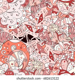 Tracery seamless pattern. Mehndi design. Ethnic colorful doodle texture. Curved doodling background. Vector