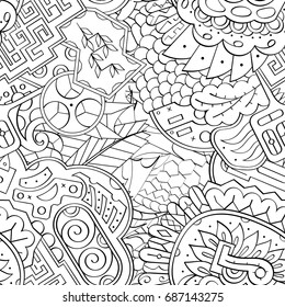 Tracery seamless pattern. Mehndi design. Ethnic monochrome binary doodle texture. Curved doodling black and white background. Vector