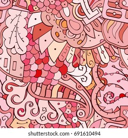 Tracery seamless pattern. Mehndi design. Ethnic colorful doodle texture. Curved doodling background. Vector