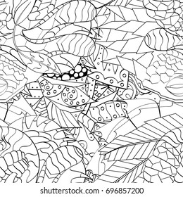 Tracery seamless pattern. Mehndi design. Ethnic monochrome binary doodle texture. Curved doodling black and white background. Vector