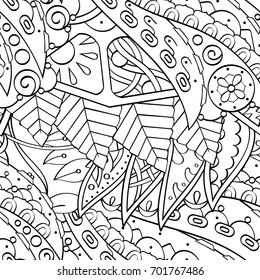 Tracery seamless pattern. Mehndi design. Ethnic monochrome binary doodle texture. Curved doodling black and white background. Vector