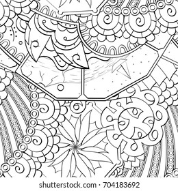 Tracery seamless pattern. Mehndi design. Ethnic monochrome binary doodle texture. Curved doodling black and white background. Vector